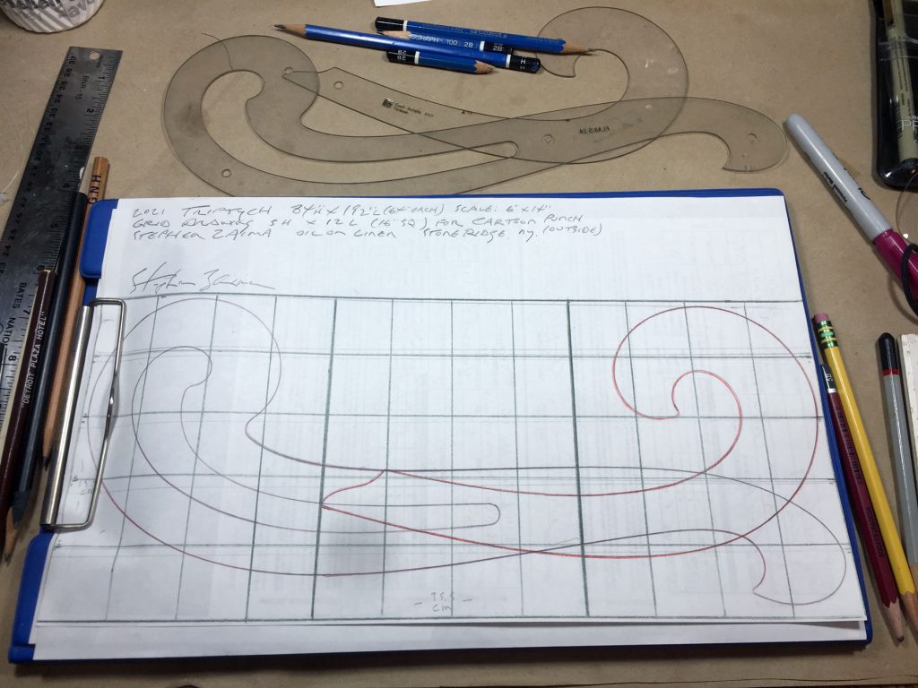 Initial sketches for the Stephen Zaima painting, "Rabbit Hole."