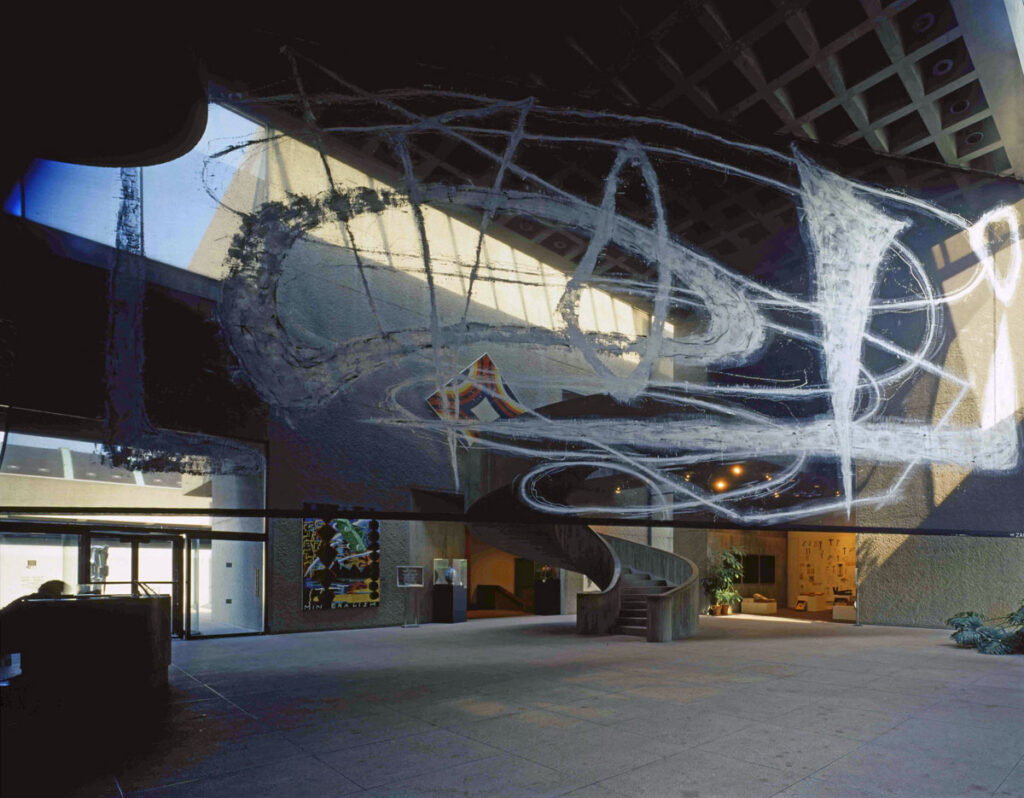 Installation at the Everson Museum. Rholplex on scrim, 25 x 60 feet