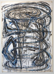 Painting entitled Gyo, 1986, mixed media on paper, 42" high x 30" wide