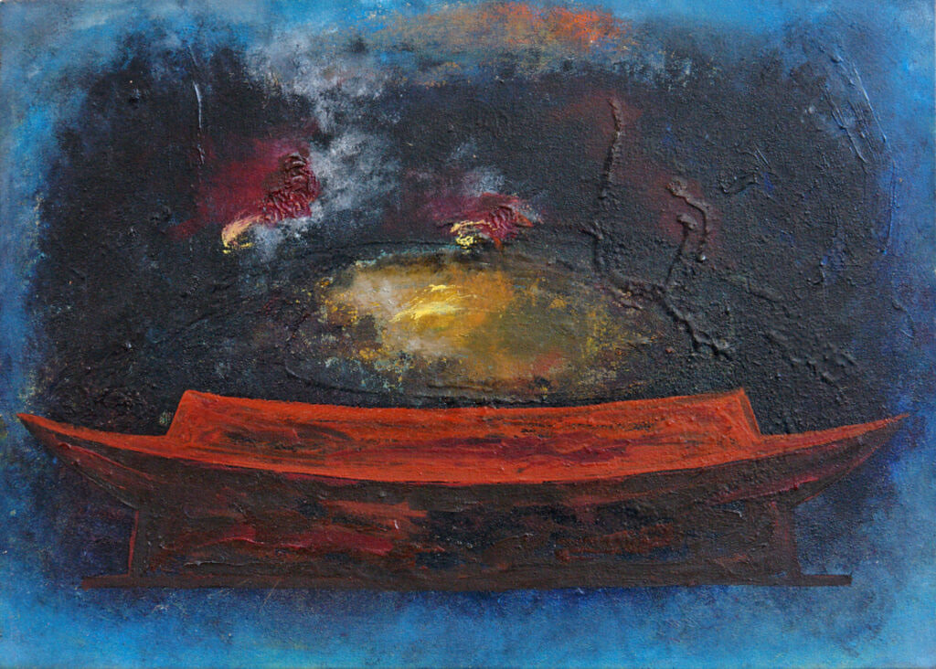 Painting entitled Sanjusangendo 2, 2010, oil on canvas, 17" high x 24" wide